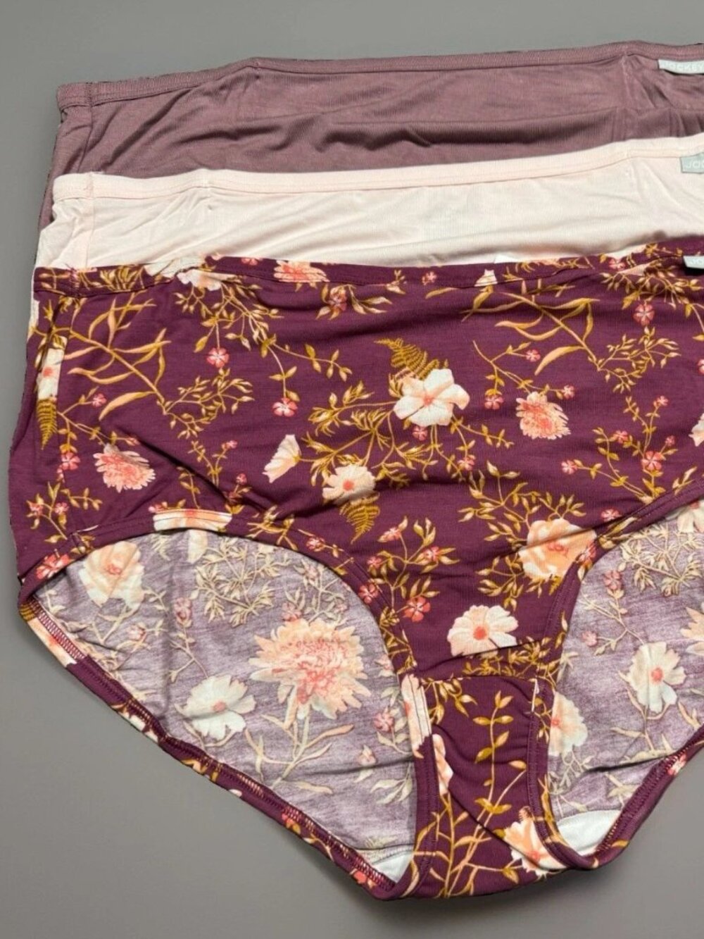 #2445 Jockey Women 3-Pack PINK/MAUVE/PLUM Floral Underwear Modal Stretch Brief